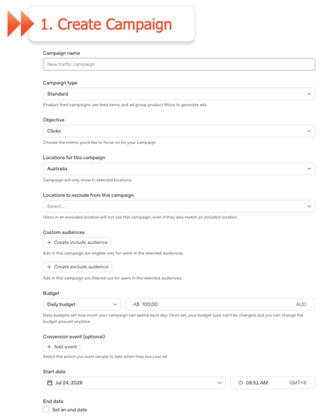 ChatGPT Ads - CampaignSetup- ChatGPT Campaign specs - how to create a campaign in ChatGPT