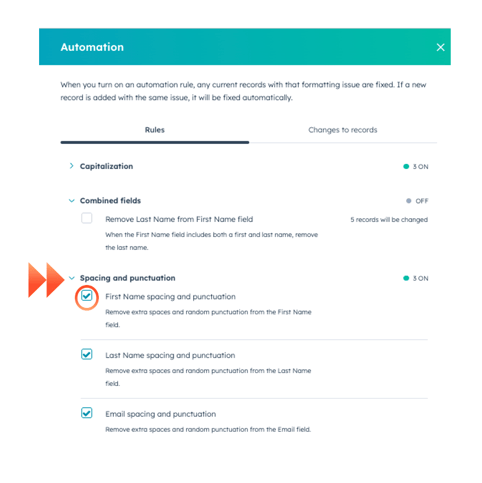 Turn on Smart CRM Formatting Rules